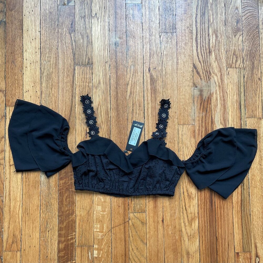 Nasty Gal Daisy Trim Broderie Ruffle Bralet